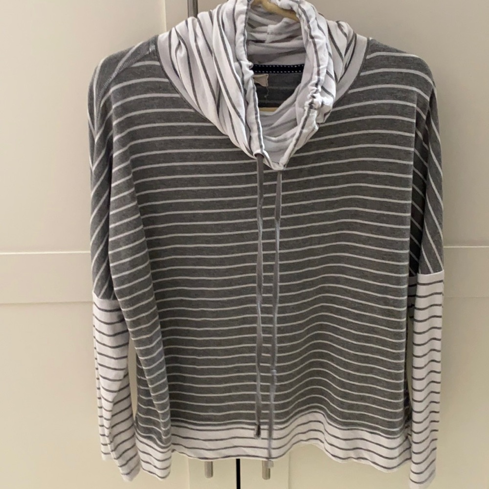 Junior large striped cowl neck top